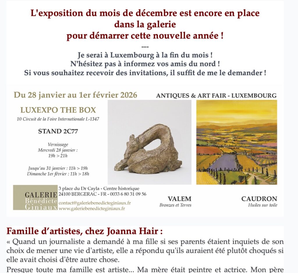 Lettre mensuelle de janvier 2026